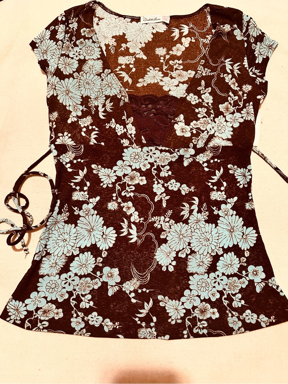 Charlotte Russe | Top | Charlotte Russe Floral Top Turquoise on Dark Brown